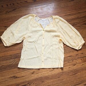 LC Lauren Conrad Light Yellow Striped Blouse